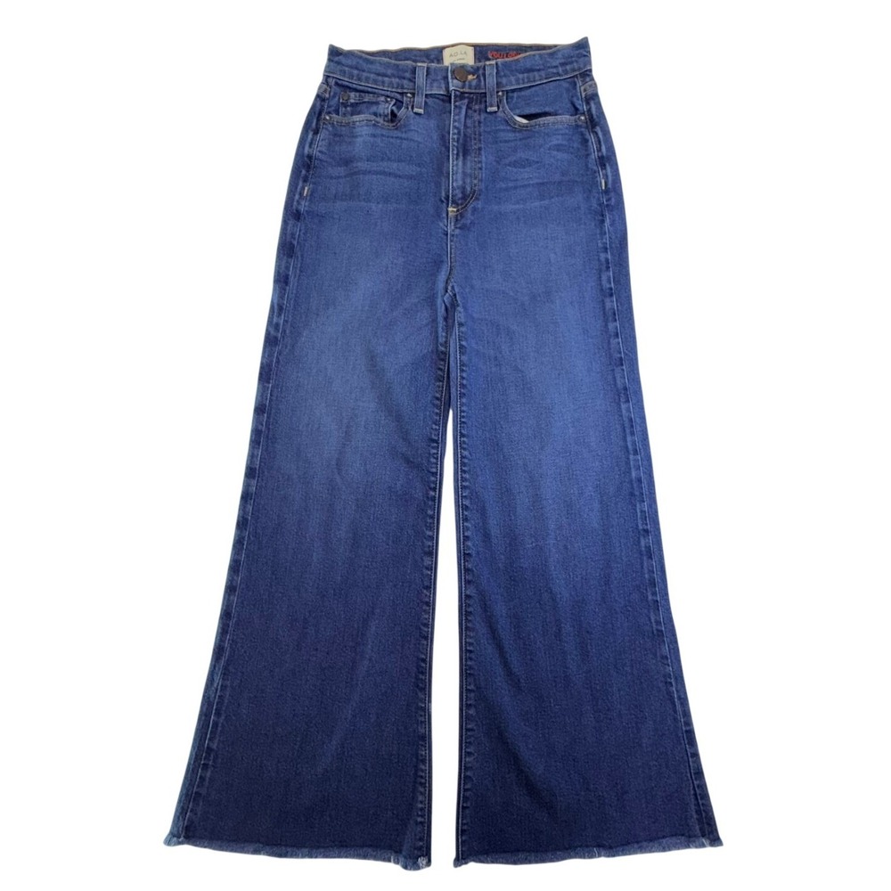 AO.LA Alice + Olivia Jeans Womens 28 Blue High Rise Wide Leg Raw Hem Cropped